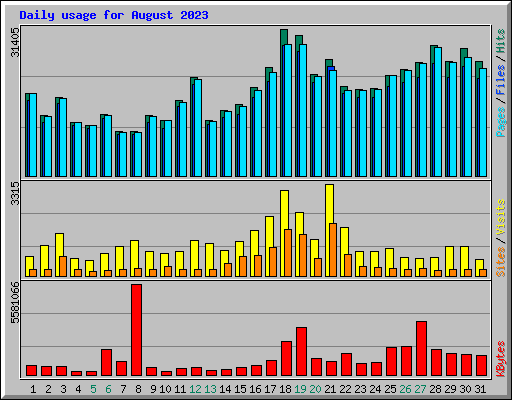 Daily usage for August 2023
